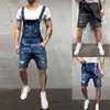 2021 Boy Moda erkek Yırtık Kot Tulumlar Şort Yaz Merhaba Sokak Sıkıntılı Denim Bib Tulum Adam Askı Pantolon