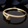 Nail Bracelets Women 18k Gold Plated Love Bangle Bracelet Full Diamond Bracelet Jewelry For Gift 165cm no box8666943