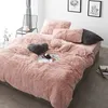 Pink White Fleece Fabric Winter Thick 20 Pure Color Bedding Set Mink Velvet Duvet Cover Bed sheet Bed Linen Pillowcases 4/6pcs 201210