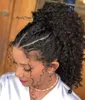 Moda Preto Kinky Curly Trançado Cabelo Bundles Ponytail Humano Cabelo Extensão Cordão Clipe Na Banda Ealstic Pony Tail Honeypiece natural 1b