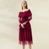 1013 xl 2020 Autumn a Line Same Style Dress Womens Clothes Long Sleeve Red Lace Sh7680314