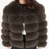 Chaqueta de piel de zorro auténtica para mujer, chaqueta corta de piel natural a la moda de invierno, abrigo de cuero de lujo 201212