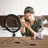 التصوير Dimmable LED Selfie Ring Light YouTube Video Live 3500-5500K صور استوديو صور مع حامل الهاتف USB التوصيل ترايبود