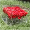 Gift Wrap Event & Party Supplies Festive Home Garden Luxury 16 Holes Clear Plastic Acrylic Rose Flower Box With Lid Valentine Handmade Drop