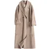 Women's new women's wool coat women's Euro American color suit collar loose double-sided cashmere coat 201216