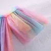 Ins in baby girls tutu платья детей вне плеча марля юбка новая летняя вечеринка элегантная радуга кружевная марлевая производительность танцевальная юбка