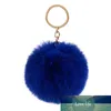 8cm Simple Pompom Fur Ball Keychain Artificial Animal Nyckel Kedja för Kvinna Bil Bag Tillbehör Nyckelring 15 färger