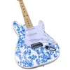2021 nova chegada azul e branco porcelana estilo chinês guitarra elétrica 6-string, som positivo, garantia de qualidade