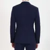Masculino 3 peça gola plana magro azul marinho ternos de negócios moderno projetado personalizado cavalheiro ternos masculinos jaqueta colete calças244o