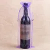 100pcs/bag 15x37cm Drawstring Wine Yarn Bags For Wedding Party Gift Xmas Champagne Bottle Holder Pouches Free Shipping