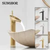 Wine Glass style Single Lever waterfall Bathroom Basin Faucet Brass Antique and Cold bathroom Sink Mixer Taps AL7129F T2001073361082