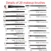 20pcs Make -up Pinsel Set Lidschattenfundamentpulver Eyeliner Eyelash Lippen Make -up Pinsel Kosmetische Schönheit Werkzeug Kit Kit