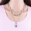 Fashion multilayer wrap Lock Heart Necklace Chokers Silver gold chains collar necklaces for women fashion jewelry will and sandy gift