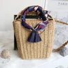 2020 Nyaste Hot Summer Ladies Handgjorda Rattan Ring Straw Bag Woven Crossbody Beach Bags Square Handväskor