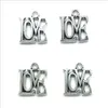 Lot 100pcs LOVE letter Antique Silver Charms Pendants Jewelry Making Bracelet Necklace Earrings 15*13mm DH0845