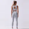 Dikişsiz Yoga Set Kadın Spor Takım Elbise Uzun Kollu Mahsul Üst Yüksek Bel Tozluk Spor Salonu Seti Fitness Egzersiz Giysileri Kadın Sporları1