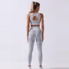 Bez szwu Joga Zestaw Kobiety Sporty Garnitur Z Długim Rękawem Crop Top Wysoką Talię Legginsy Siłownia Zestaw Fitness Trening Ubrania Kobiet Sportswear1