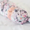 Blommor baby muslin swaddle wrap filt wraps filtar plantskola sängkläder handduk baby spädbarn inslagna trasa med hatt