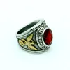 Officiers noirs vintage United States US Force Ring Aiveless en acier inoxydable Silver Gold Retro Antique Men's American Soldiers Military Eagle Rings Ruby Red Stone Bijoux