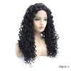 黒い色の巻き毛合成ウィッグ14~26インチPerruques de Cheveux Humainsレースフロントかつら19810-1