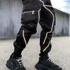 Multi-Pocket Cargo Baggy Pants Men Patchwork Trousers Streetwear Casual Track Joggers Male Harajuku Techwear Reflective Lines