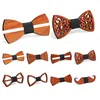 Vintage Red Rosewood Bow Ties Manual Hollow Out Bowknot för Gentleman Wedding Trä Bowtie Fasion Accessories 9 Styles