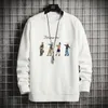 Long Sleeve Harajuku Sweatshirts Men 2020 New Fashion Cartoon Color Hoodie Mens Casual O-Neck Patchwork Sweatshirt for Young Men Y0111