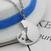 Cute Cat Mama Kitten Necklace Pendant Stainless Steel Mother's Day Gifts With Love Heart Silver Color Jewelry Family Gift
