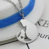 Cute Cat Mama Kitten Necklace Pendant Stainless Steel Mother's Day Gifts With Love Heart Silver Color Jewelry Family Gift