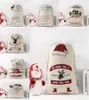 Christmas Gift Bag Cotton Canvas Santa Drawstring Bags Xmas Candy Pocket Santa Claus Deer Storage Festival Party Decoration DA912