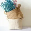 Storage Bags Multifunction Braided Jute Cloth Basket Flowerpot Cotton And Linen Blended Desktop Box Garden Decor1