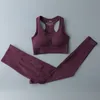 Tenues Nouvelle femme Yoga Outfit Solid Gym Vêtements Ensembles d'entraînement Soutien-gorge de sport Leggings sans couture à manches longues Crop Top Femme Vêtements d'entraînement S