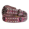 Bling Bling Colorful Crystal rhinestone Belt Skull Conchos Studded Belt Three Removable Buckle for Women and Men5686555