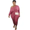 Autumn Plus Size Tracksuits Sexy Outfits Long Sleeve Design Casual Solid Color Tracksuit Two-piece Set175J