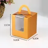 Gift Wrap Baking Cake Box With Transparent Window Portable Solid Color Dessert Folding Packaging Boxes 6 Colors