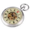 Automático auto-vento mecânico relógio clássico prata pingente fob cadeia antiga relógio para homens mulheres unisex presentes T200502
