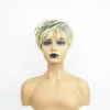 Mix Color Parrucca sintetica Simulazione Capelli umani Parrucche corte Parrucche per donne in bianco e nero Parrucche de cabello natural corto K57