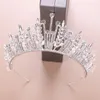 KMVEXO Barocco di lusso da sposa in cristallo foglia corone principessa regina spettacolo prom perla velo diademi fascia accessori per capelli da sposa T266d