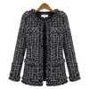 Cappotto moda donna autunno inverno sottile giacca a quadri in tweed nero a scacchi casual capispalla FS0273 201112