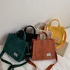 # H30 kvinnor corduroy handväska bomull kanfas dragkedja axelväska casual tote kvinnlig eko crossbody väska damer vintage messenger väskor