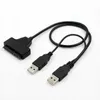 USB 2.0 ila SATA 7 Plus 15 pin 22 pin adaptör kablosu 2,5 inç sabit disk sürücüsü HDD DUAL