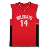 Tanie Custom 14 Zac Efron Troy Bolton East High School Wildcats White Red Retro Koszykówka Jersey XS-5XL NCAA