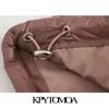 kpytomoa女性ファッション特大のパーカーアーガイルジャケットパッド付きコートヴィンテージロングスリーブポケット女性アウターシックトップス201126