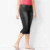 Ropa de talla grande Capri Jeans Mujer Pantalones cortos de mezclilla de verano 3/4 Pantalones de lápiz de longitud de pantorrilla Femme Casual Negro Azul LJ201030