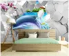 Custom Photo Wallpapers murals for walls 3d Fashion modern underwater World dolphin wall brick 3D TV background wall papers home decoration