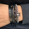 Männer Armband Schmuck 4 teile / satz Krone Charms Macrame Perlen Armbänder Flechten Mann Luxus Schmuck Für Frauen Armband Geschenk F1201