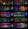 10pcs a lot Laser Colorful Nail Art Sticker 3d Flame Fire Leaf Holographic Nail Foil Stickers Decals DIY Glitter Decorations