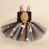 Costumi da cervo per ragazze Abito natalizio per bambini Costumi di Halloween Renna Abito tutù in tulle Compleanno Abiti da principessa Marrone 22022095057