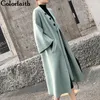 Colorfaith novo outono inverno mulheres suéteres tricô quente estilo coreano elegante casual casaco longo casaco outerwear senhoras swc8281 201218