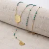 Fine4u n314 en acier inoxydable musulman arabe imprimé collier collier de couleur bleu collier de chape